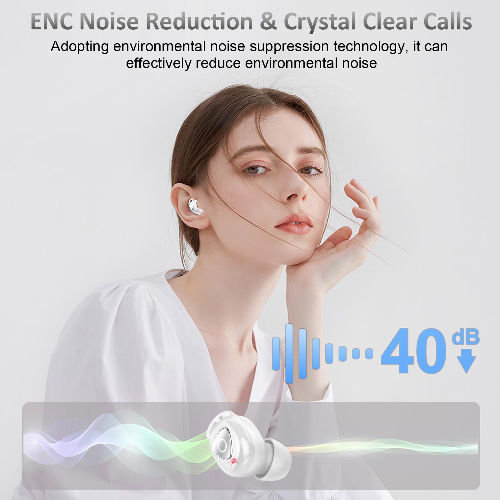 Auriculares Inalambricos Bluetooth, Auriculares 5.4 con Diseño Giratorio, Graves Profundos, Control Táctil, 40 Horas Reproducción, IP7 Impermeable, Cascos Inalambricos Bluetooth, Para iOS Android