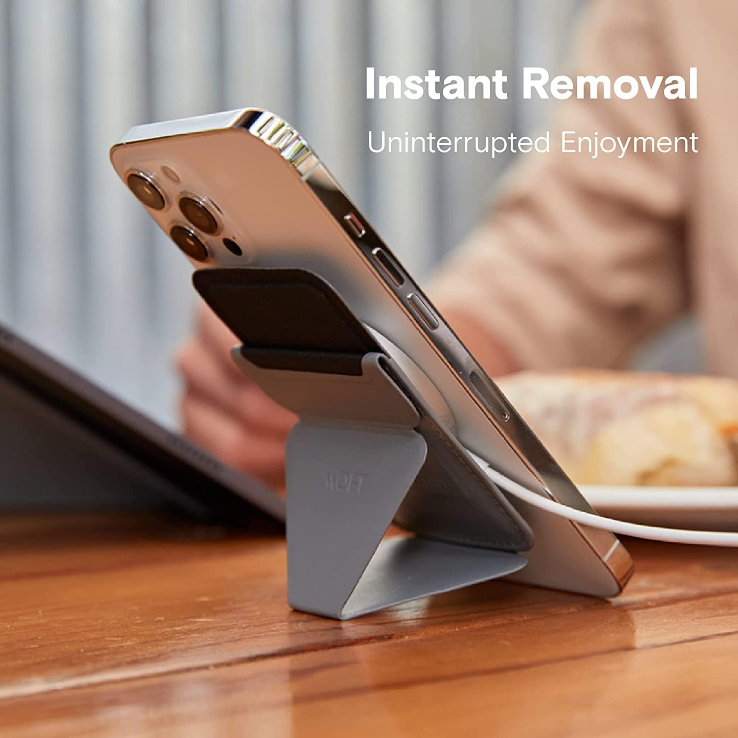 MOFT MagSafe Wallet Stand for iPhone 16/15/14/13/12 Series MagSafe Compatible Phone Stand with 3 Viewing Angles (Cool Gray) - Image 8