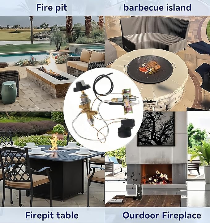 BGD Gas Safety Control Valve Kit with Thermocouple Flame Failure Protection & Piezo Igniter - Universal Replacement Fits Patio Heaters, Fire Pits, Gas Grills (Auto Safety Shut-Off Valve)
