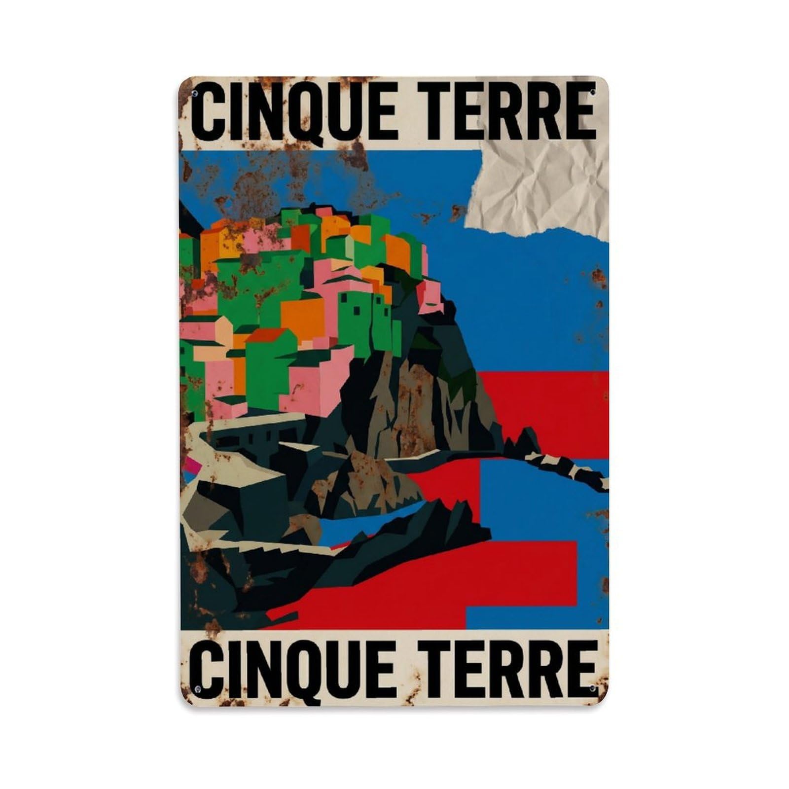 Yrnq 08X12inch Vintage Style Vintage Travel Cinque Terre Italy Voyage Metal Tin Sign