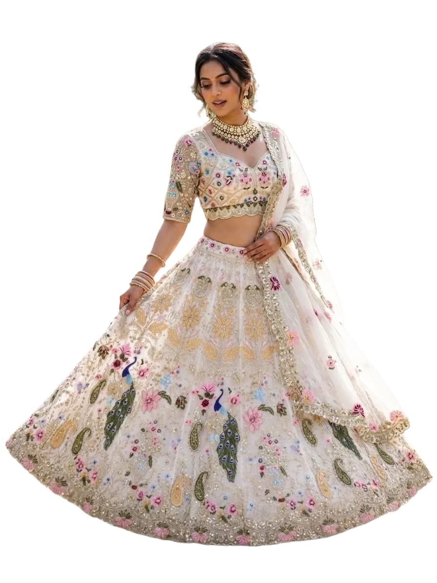 royalstyle Lehenga choli For Women And Girls Heavy Organza Silk Lehenga Choli with Embroidery Sequins Cut Work Dupatta | Semi Stitched Designer Ethnic Set-picture-15