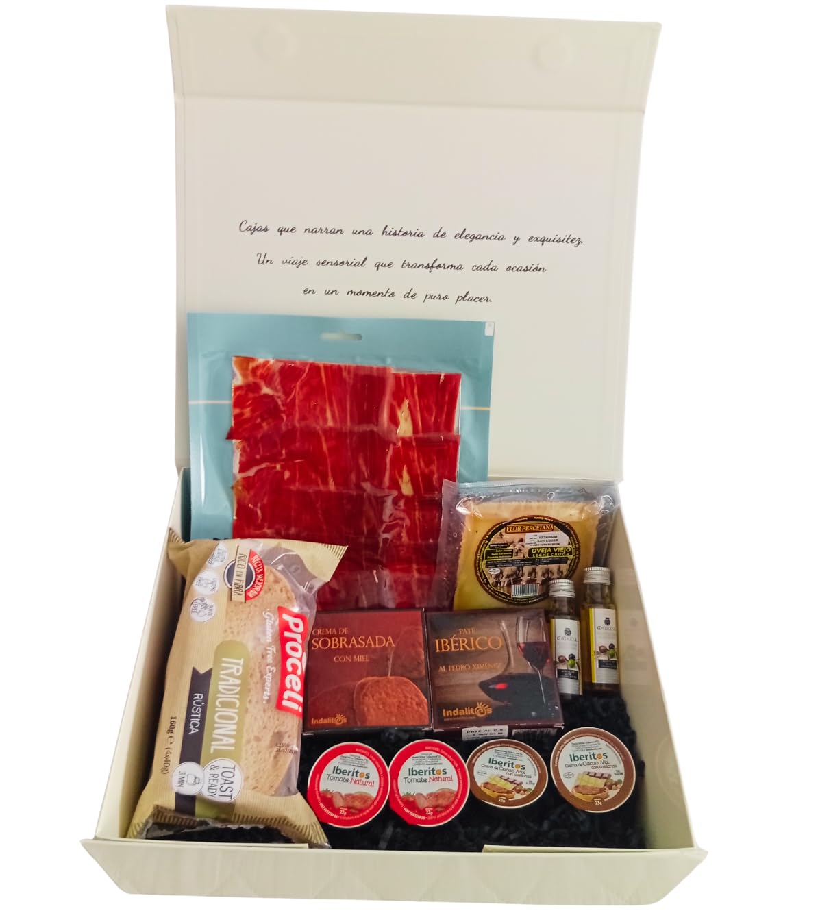 DON GOURMET, Desayuno a domicilio sorpresa, Caja sorpresa, Jamón ibérico, Queso curado, Pack de pates, Crema de cacao, Pan Rústico para Tostadas, Cesta Regalo. Regalo Día del Padre.