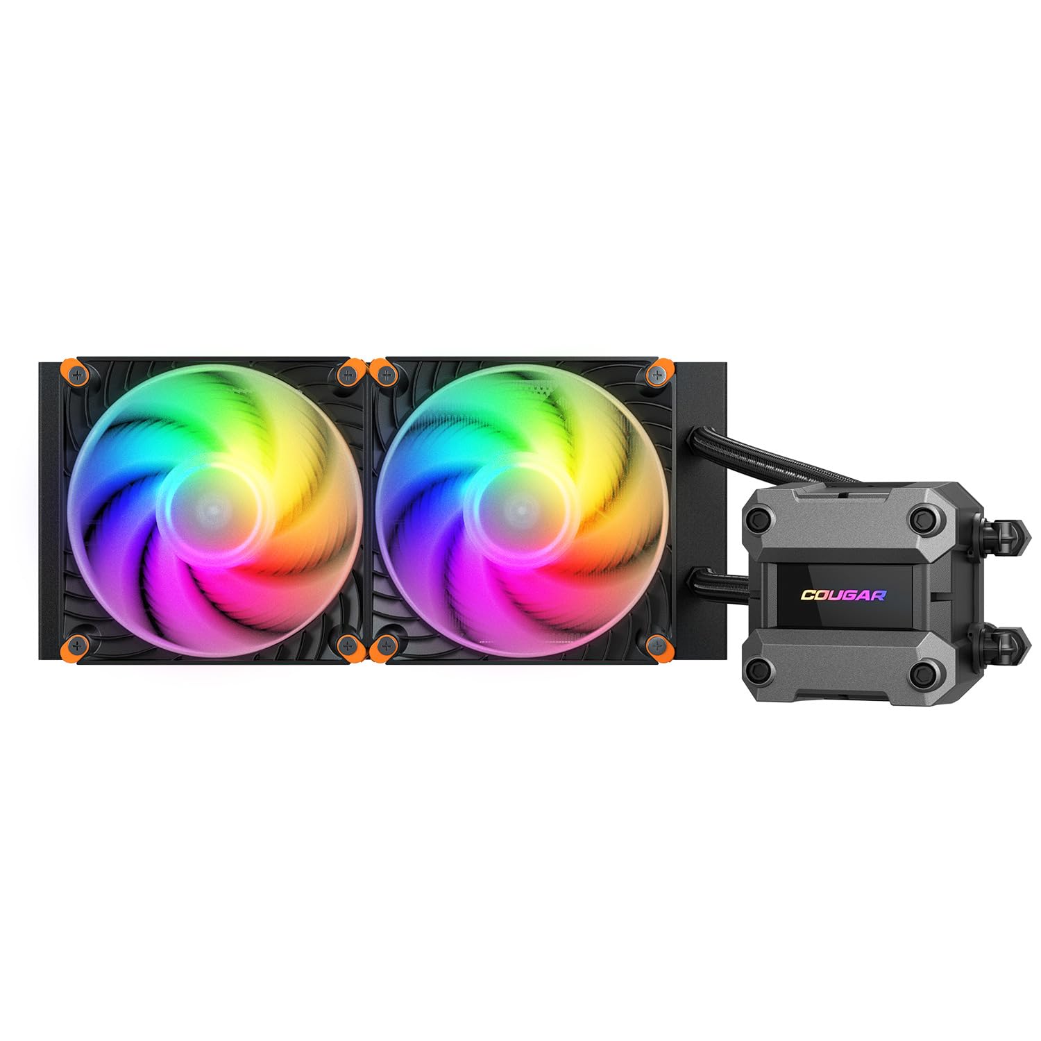 Cougar Poseidon Ultra ARGB 240 PC - Enfriador líquido para PC, flujo de aire óptimo, amortiguadores de esquinas, anillo estabilizador integrado, placa de refrigeración de cobre, compatible con los