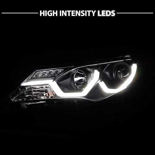 Miniatura 7 de AmeriLite 2013-2015 Proyector de barra LED dual Faros negros para Toyota RAV-4 (no compatible con EV o versión HID de fábrica)