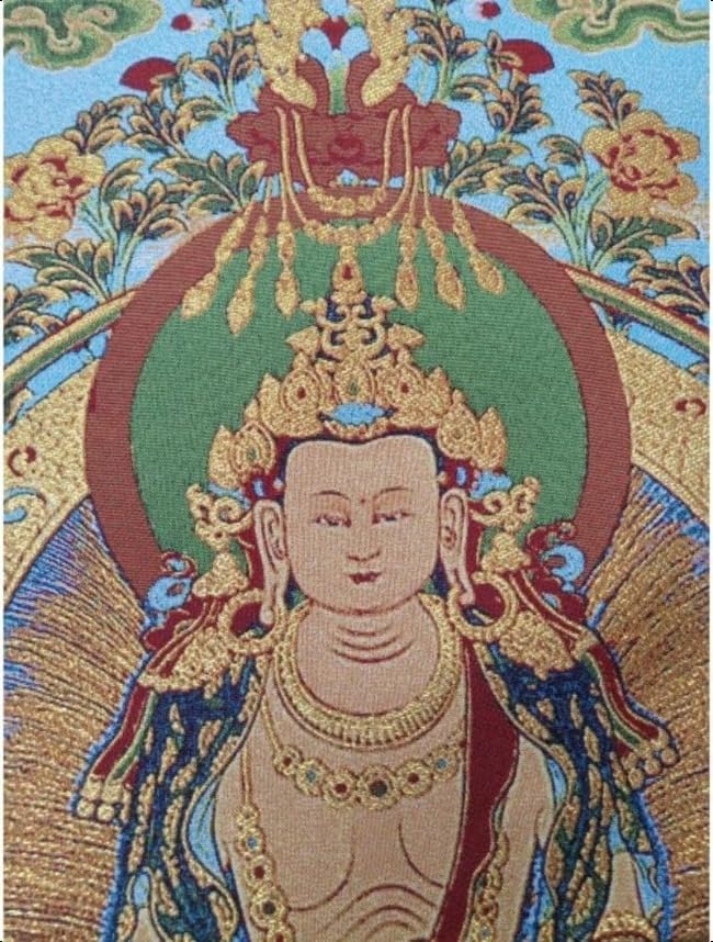 Miniatura 2 de Bordado de seda tibetano Thangka budismo Maitreya Bodhisattva Longevidad Buddha Tangka Yoga Budista Tapiz colgante de pared Arte de pared Decoración