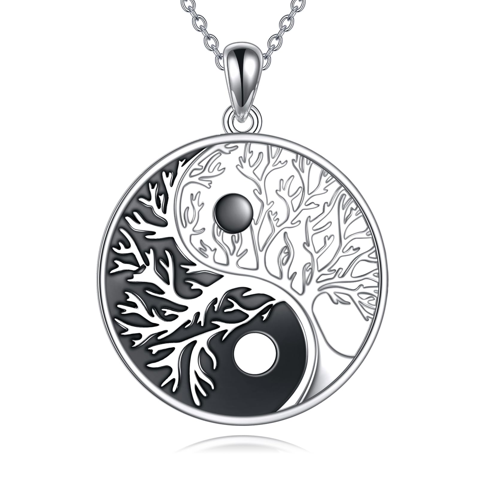 YFN Yin Yang Halskette Sterling Silber Baum des Lebens Anhänger Schmuck Geschenke für Damen Männer