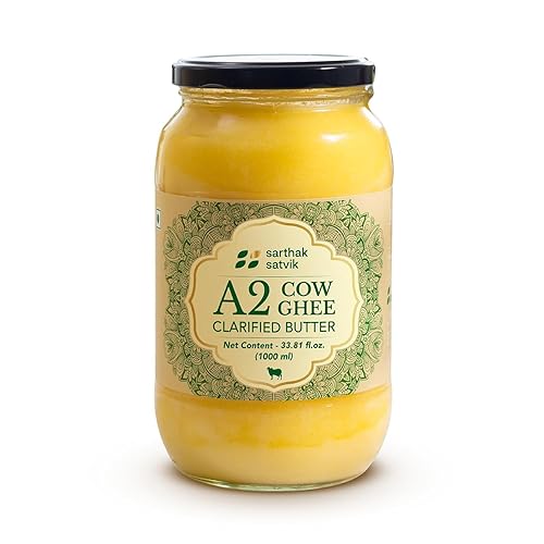 Sarthak Satvik A2 Cow's Ghee  Grazing Pure Desi Cow  Usando el método tradicional de Bilona  Ayuda a desarrollar fuerza ósea y mejora la resistencia