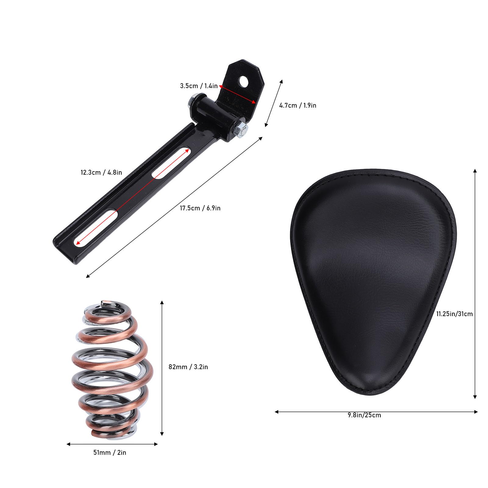 Generic Sprężyna Motocyklowa Pasująca do Siedzenia z Trwałym Stalowym wspornikiem. Mocne Wsparcie dla Motocykli Cruiser 1 Jednostka (BLACK)