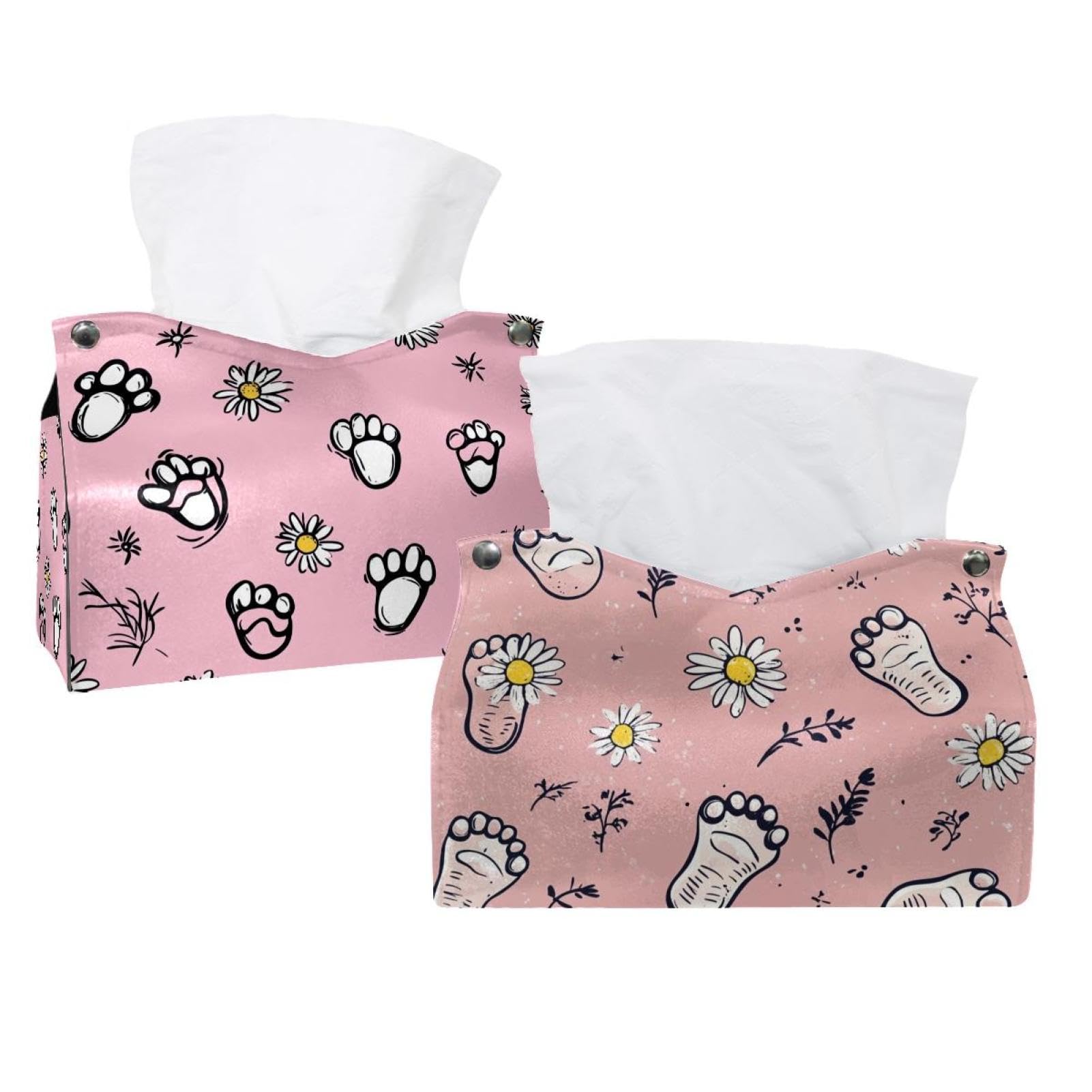 Boîte à mouchoirs empreintes de pieds 19x12,7 cm pour ranger vos boîtes