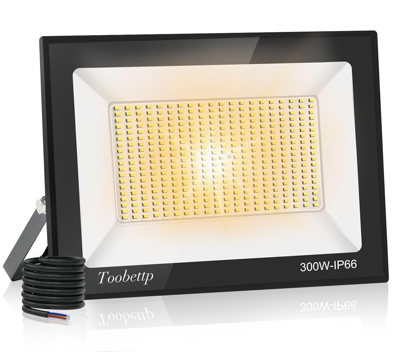 Reflektor zewnętrzny LED 300 W, super jasny, 30000 lm, 3500 K, ciepła biel, IP66, wodoodporna, oświetlenie zewnętrzne, do garażu, korytarza, ogrodu, hotelu