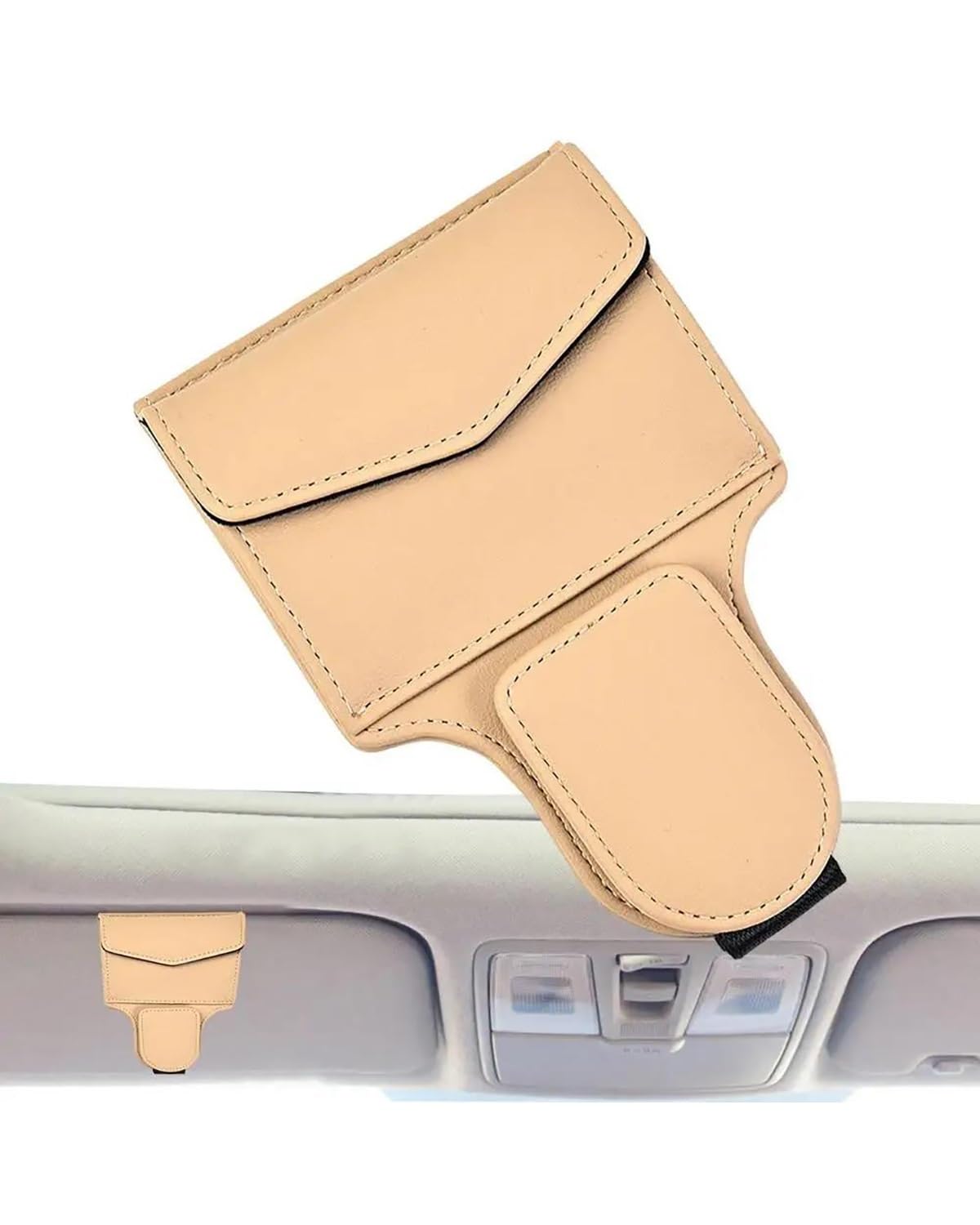 Sonnenbrillenhalter, Sonnenblenden-Clip, Kfz-Brillenhalter, Sonnenblenden-Clip, Universal-Brillenhalter mit Mehreren Fächern, Zubehör für Autos, Sonnenbrillenhalter (Beige)