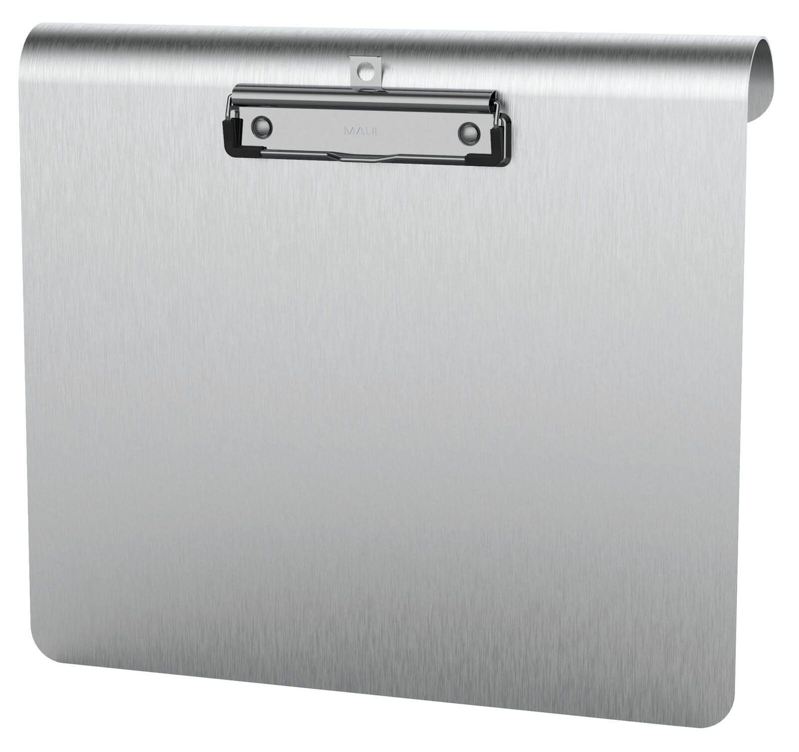 MAUL MAULmedic clipboard for Hanging, Writing Board, DIN A4 Landscape, anodised Aluminium/Stainless Steel, Plate Thickness 0.12 cm, clamp Width 0.8 cm, Silver