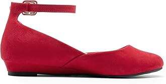 DREAM PAIRS Women's Ballet Flats Pumps Ballerina Ankle Strap Elastic Low Wedge Sandals Round Toe Comfy Dolly Shoes
