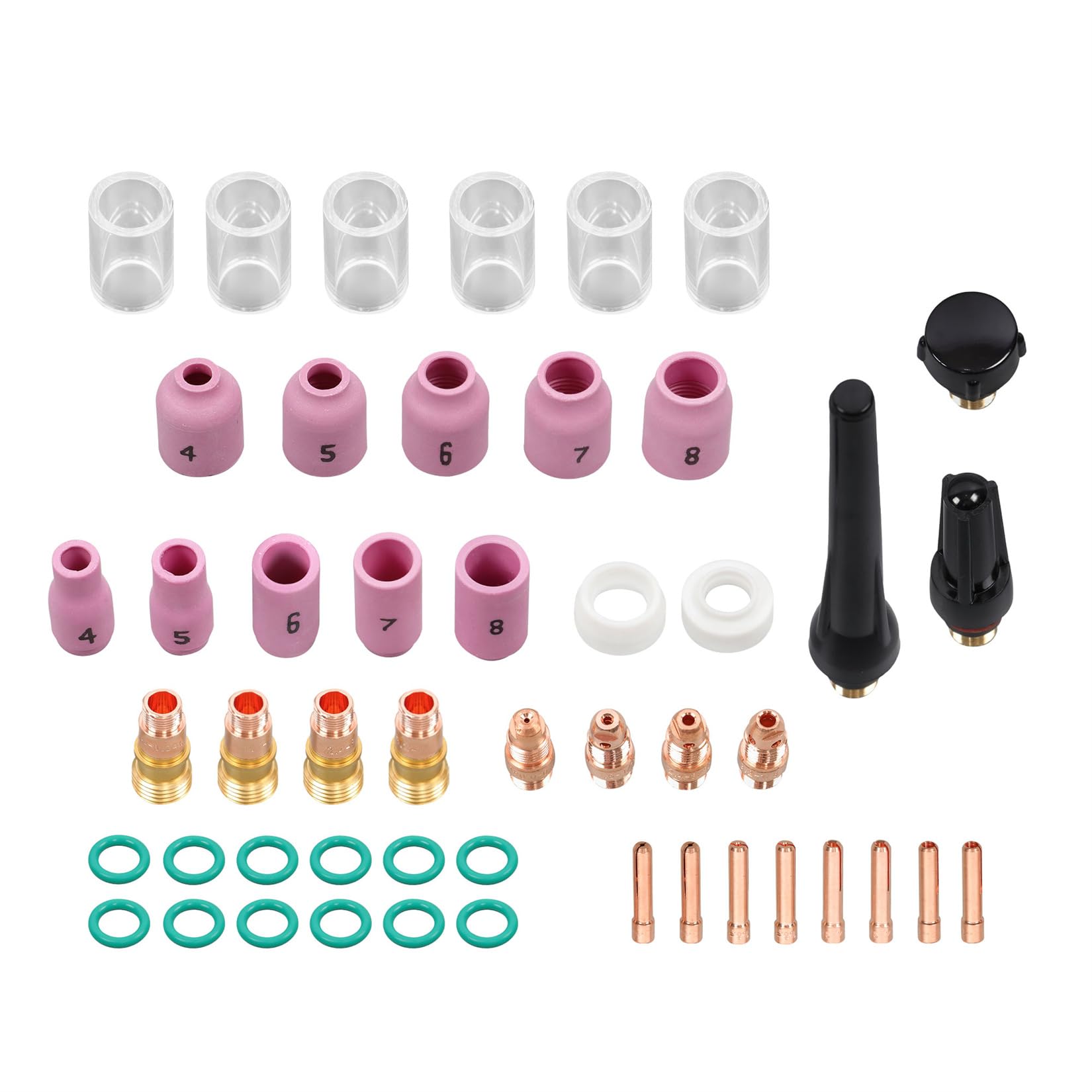 findmall 49PCS TIG Welding Torch Accessories Kit – Includes Stubby Gas Lens, Alumina Nozzles, Glass Cups for WP-17, WP-18, WP-26 Torches