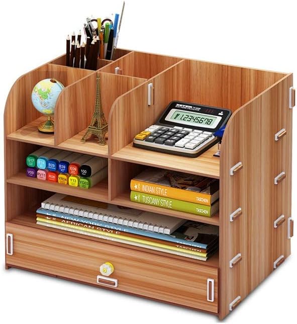JJZXD デスクトップストレージボックス大容量のマルチレイヤ引き出しファイルのドキュメントオーガナイザーシェルフ木製本棚
