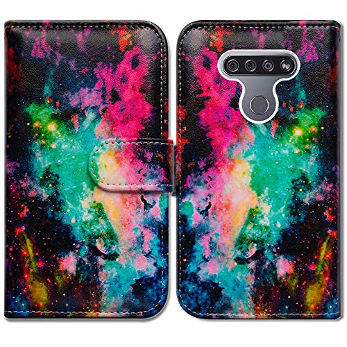 Bcov LG K51 Case,LG Reflect (LM-K500) Case, Colorful Universe Sky Leather Flip Case Wallet Cover with Card Slot Holder Kickstand for LG K51/LG Q51