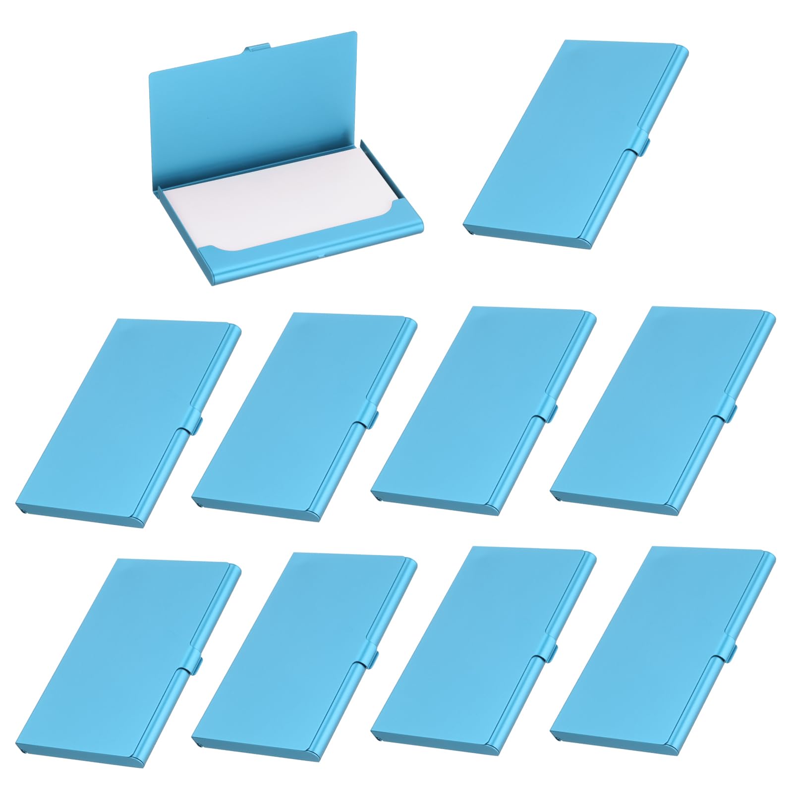 PATIKIL Business Card Holder, 10Pcs Aluminum Metal Card Case Professional Pocket Card Holder for Name Card Credit Card, Blue