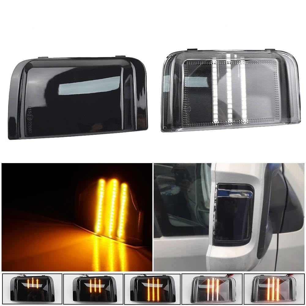 Luces de giro Luz LED Dinámica De Señal De Giro Para Espejo Lateral Intermitente Secuencial Para Fiat Para Ducato 2006-2019 Intermitentes laterales(Smoked B)