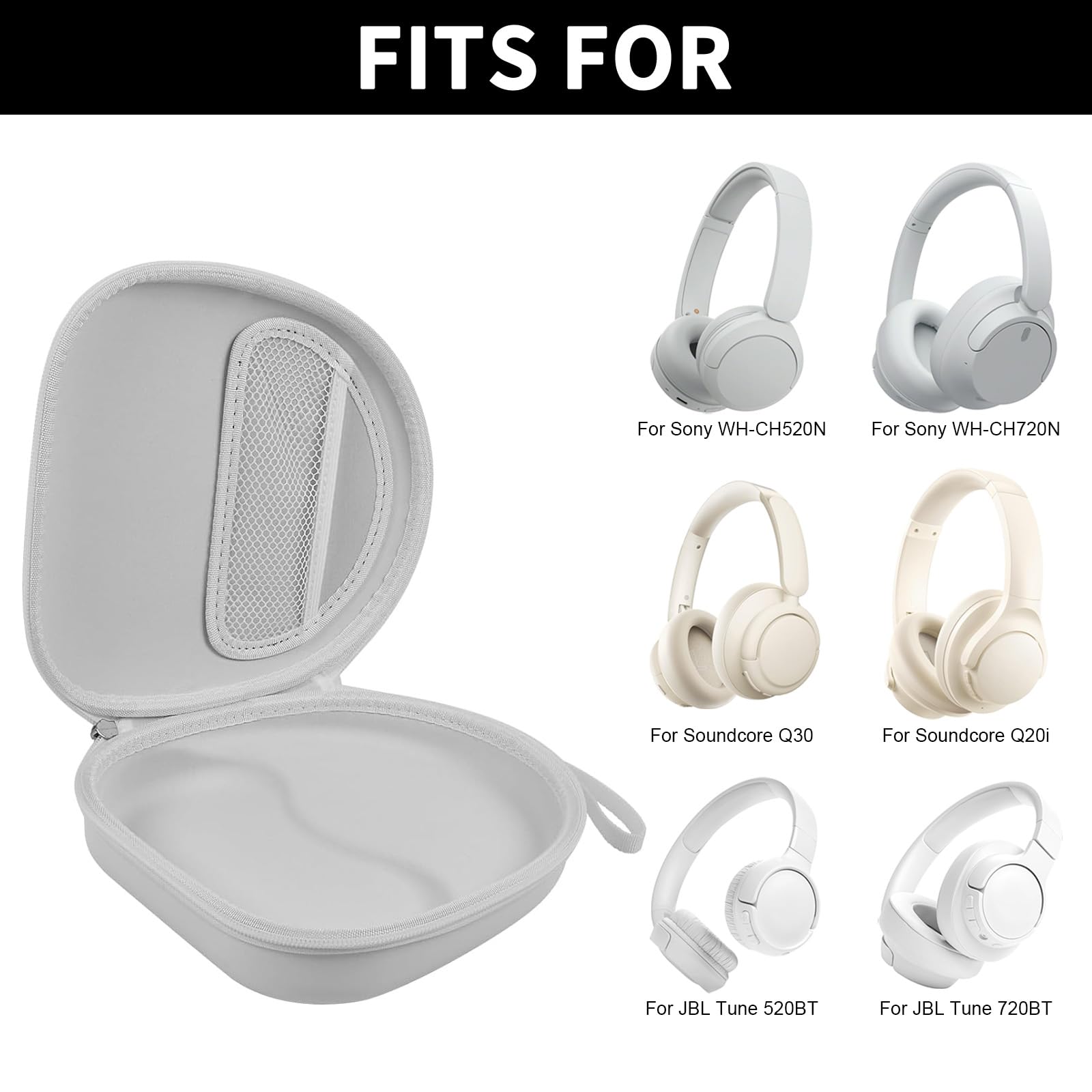 PAIYULE Etui do Sony WH-CH720N CH520 1000XM4 Bezprzewodowe Słuchawki Bluetooth z Redukcją Szumów, Torba Podróżna na Kabel USB (Tylko Pudełko) (Kolor Biały)