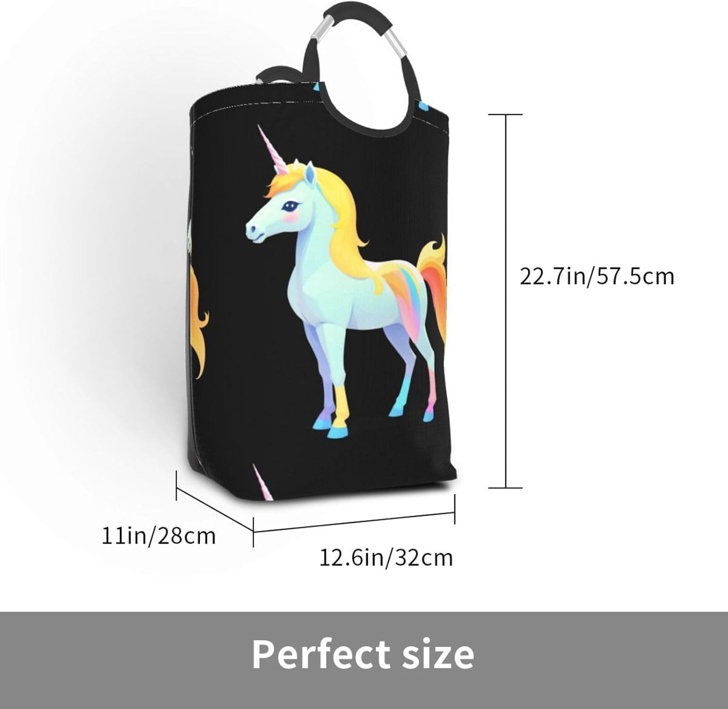 Unicorn Foldable storage bag, 50L capacity, suitable for laundry room, dormitory bedroom, dirty clothes storage basket.