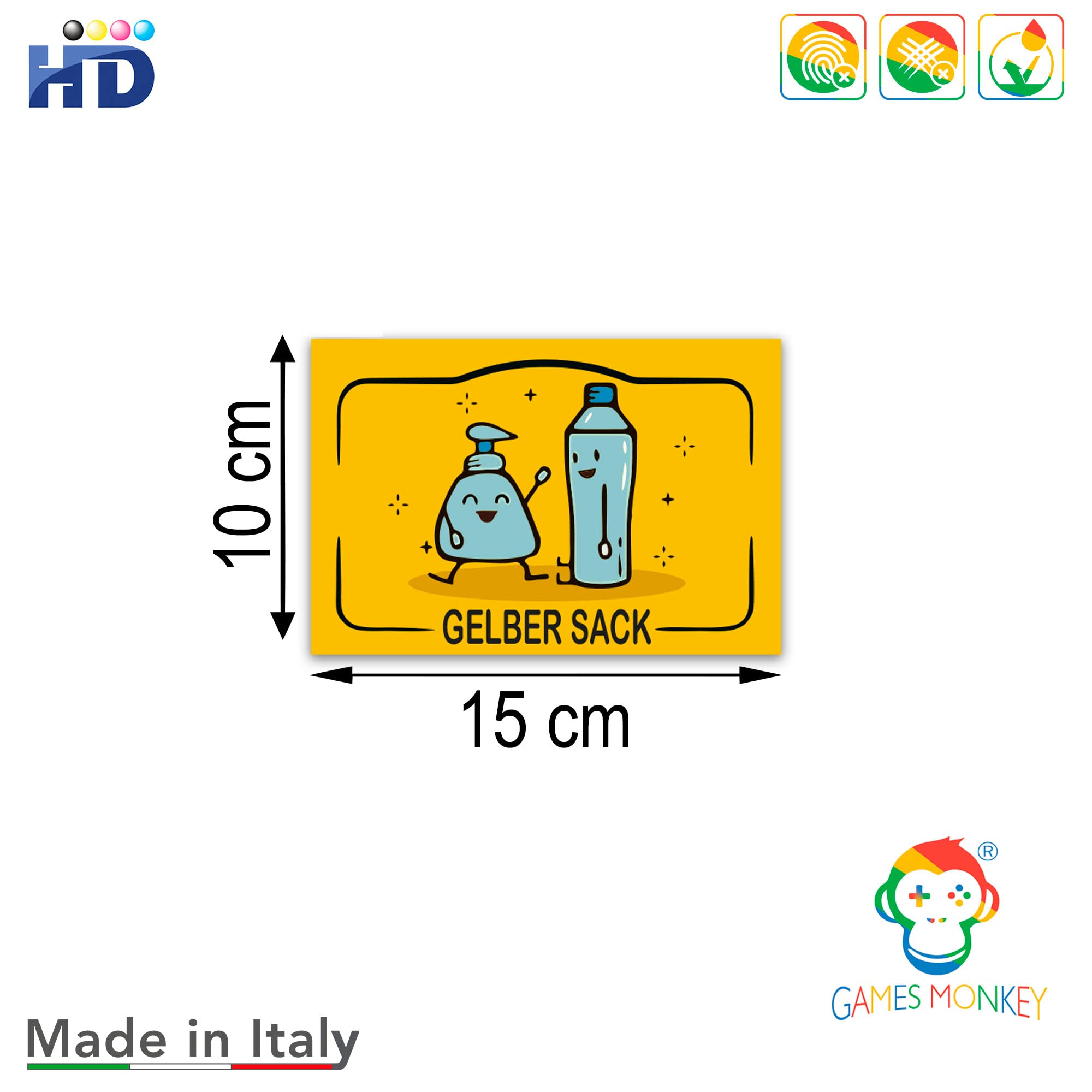 Adesivi Raccolta Differenziata GamesMonkey - 6 Pezzi Impermeabili, Conformi UNI 11686 Per Riciclo - Foto 7