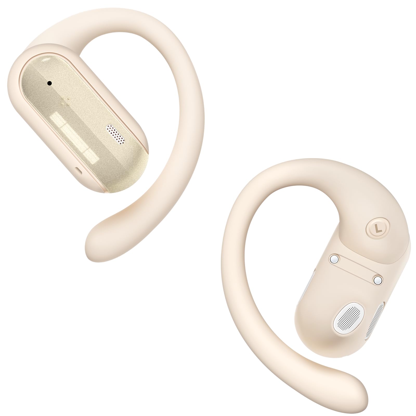 TAGRY Open Ear Earbuds Wireless Headphones 40HRS Playtime Fast Charging Digital Display Open Ear Headphones with Ergonomic Earhook IPX7 Waterproof Bluetooth 5.4 Ear Buds for Running Workout Beige