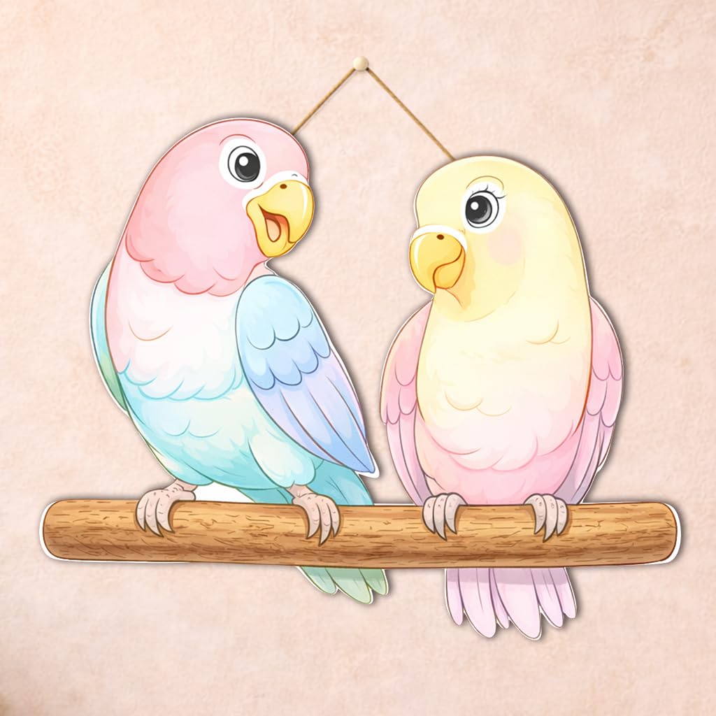 tinywalk Parrot Bird Wall Decor, Love Birds Wall Art Hanging, Cute Animal Wall Decor, Colorful Bird Wall Hanging for Living Room Bedroom Nursery Kids Room Home Decoration-image-13