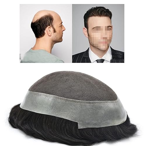 Toupee para hombres, sistema de cabello humano europeo, piezas de cabello humano francés, encaje francés, tupé, piel de poliéster alrededor del