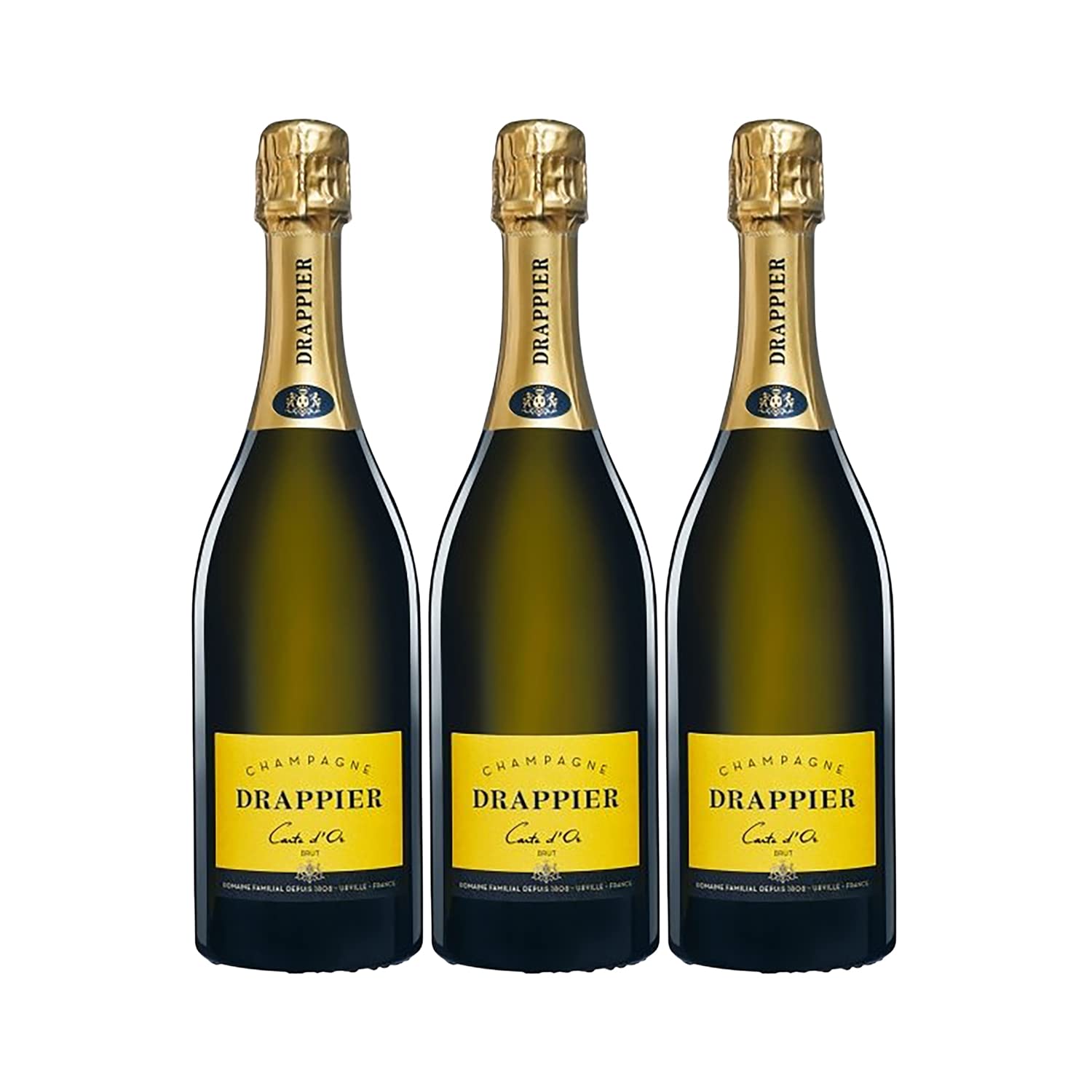Champagne Carte d'Or brut Blanc - Champagne Drappier - Lot de 3x75cl - Cépage Chardonnay - 91/100 Robert Parker