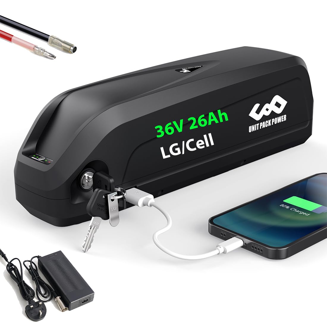 (LG5000mah cells) Ebike Battery 36V 26Ah for 250W 500W 750W Motor -Lithium Battery for Mountain Bike Front Wheel Rear Wheel Mid Drive