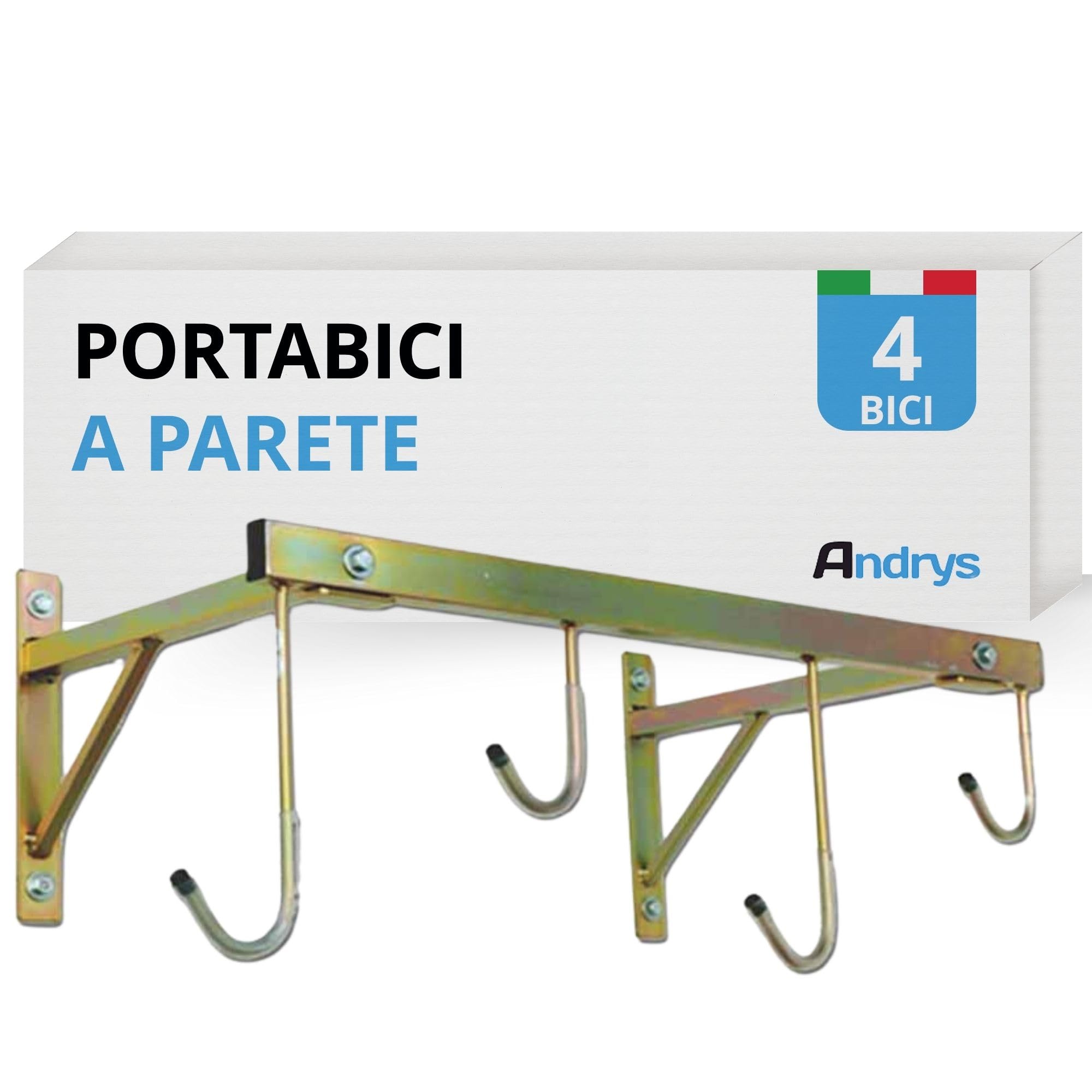 ANDRYS - Soporte de Bicicletas de Pared Vertical para Exteriores e Interiores – Cuelga bicis de Pared Desmontable de hasta 4 Plazas – Soporte de Acero galvanizado