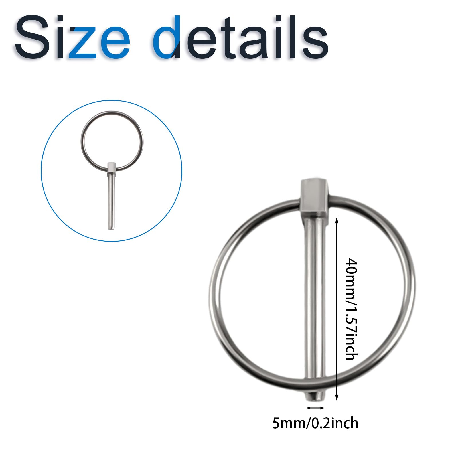 INCREWAY 4 PCS Dia 5mm Stainless Steel Round Safety Pins Trailer Lock Pin Retaining Pins Lynch Pin Fasteners for Track Farm Lawn - Image 2