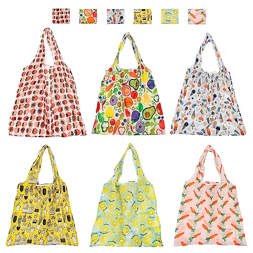 Bolsas, Toy Bolsas Reutilizables de 6 Piezas, Bolsa Plegable de Poliéster de Gran Capacidad, Bolsas de Tela Ecologicas para Supermercado para Frutas, Verduras y...