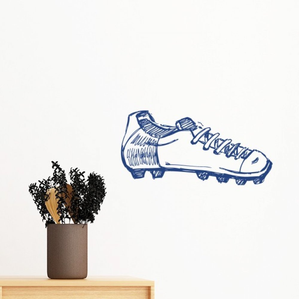 Sticker foot vinyle amovible bleu motif dessin anime de 50cm pour deco murale