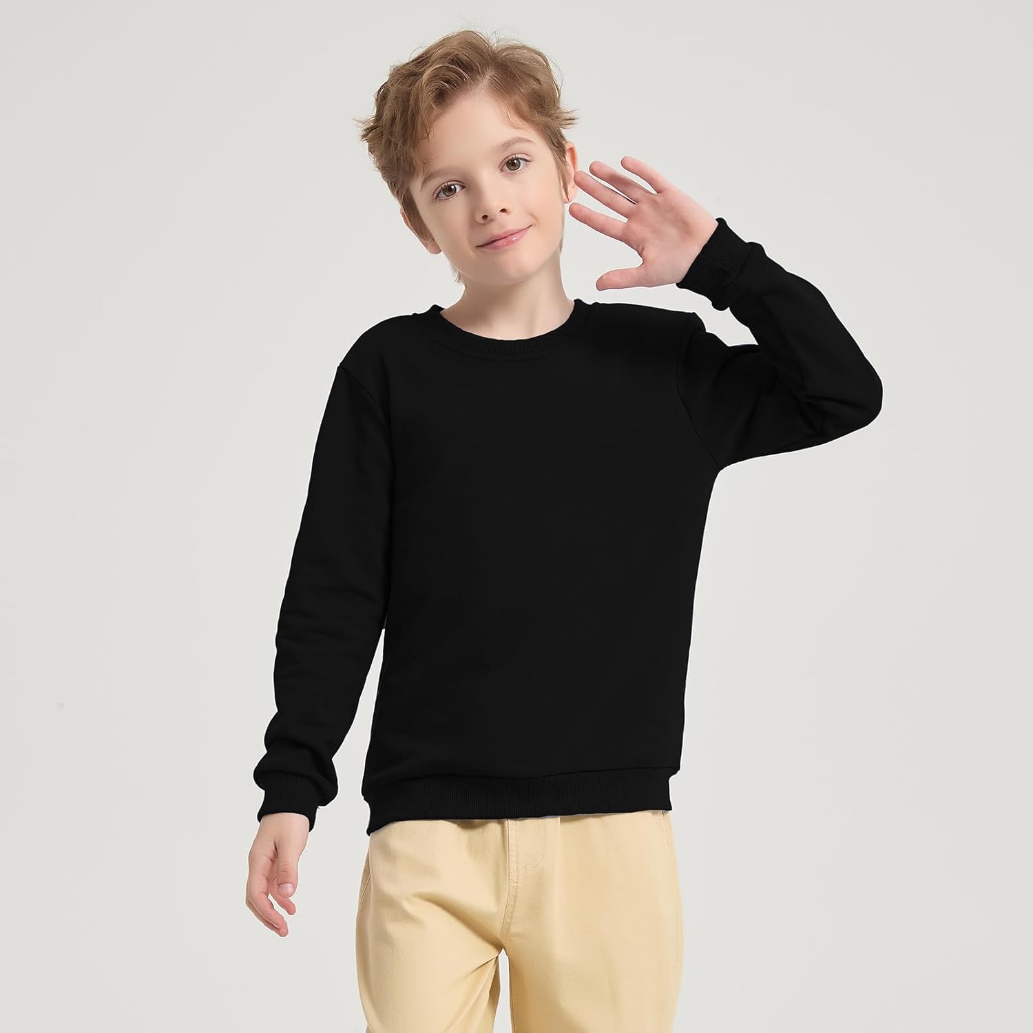 3-Pack Kids and Toddlers' Crewneck Sweatshirts Medium Weight Solid Long Sleeve Pullover Tops for Boys and Girls - Image 5