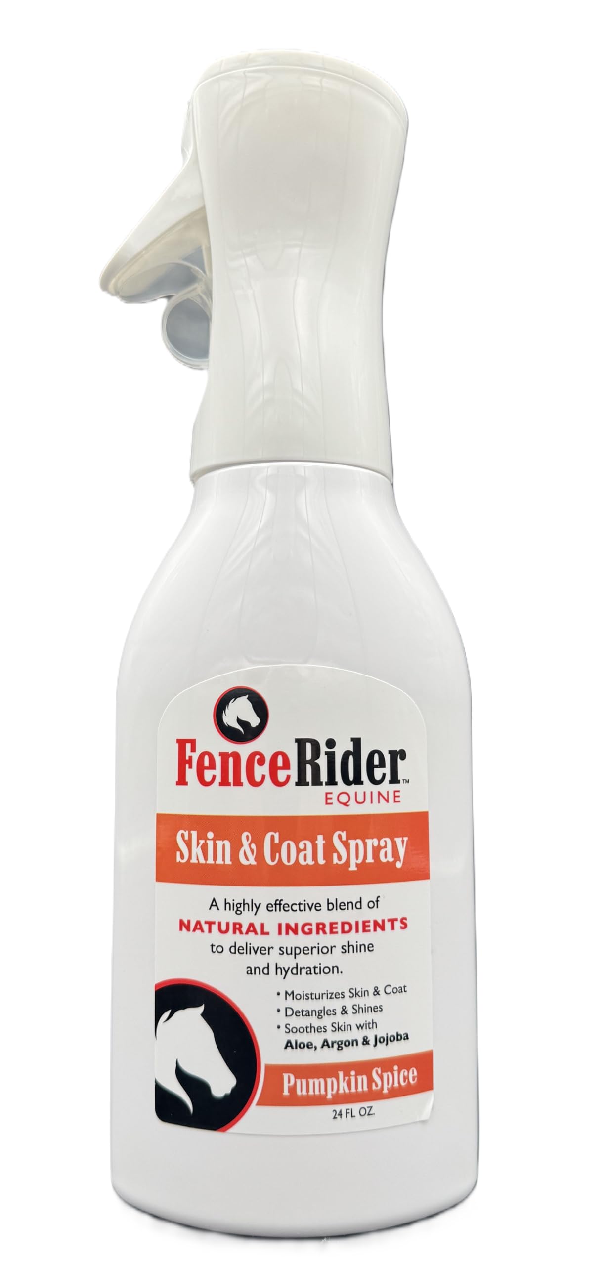 Fence Rider Skin & Coat Spray for Horses, Blend of Premium Natural Ingredients to Soothe Skin and Shine Coat, 24 oz Ready to Use (Pumpkin Spice)