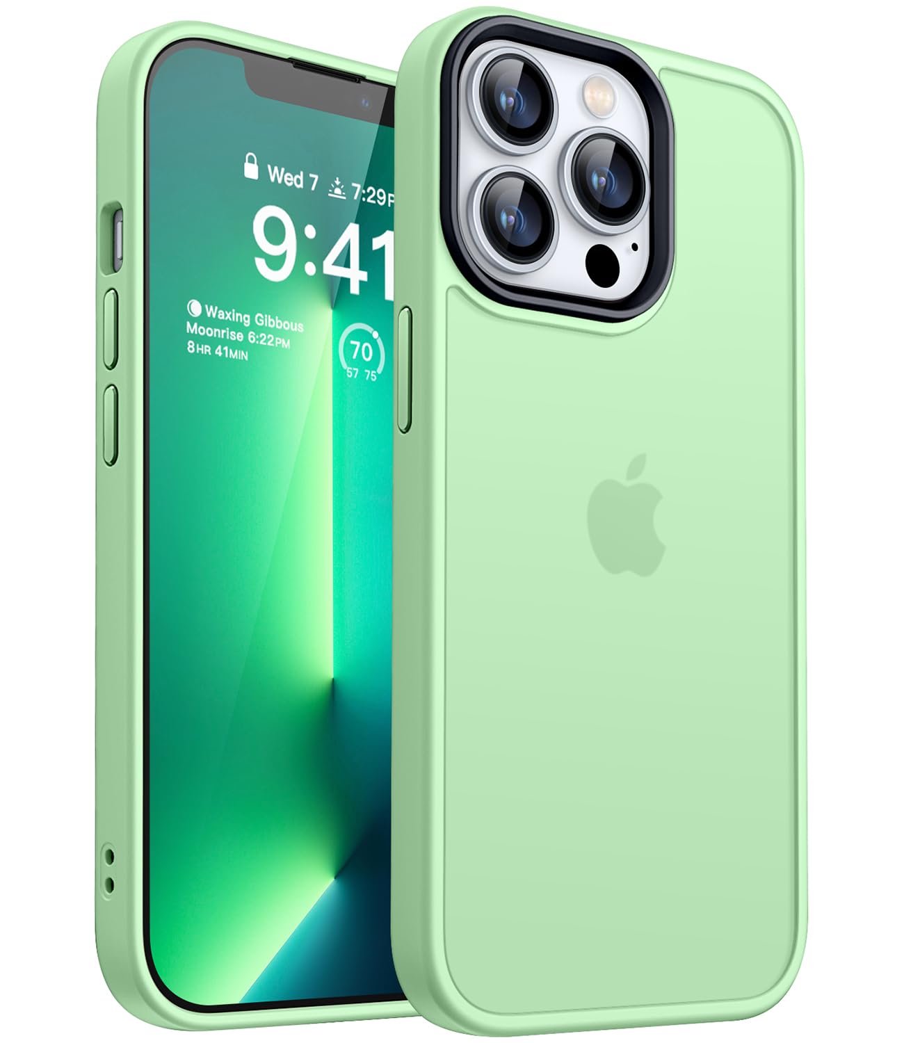 CANSHN Cover Opaca per iPhone 13 Pro(6,1 Pollici), Custodia Traslucida Opaca Protettiva Sottile Antiurto - Verde Chiaro