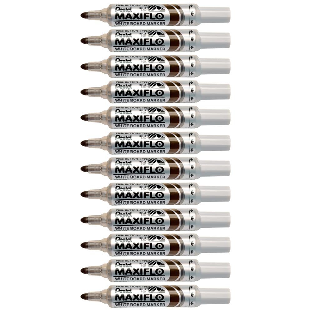 Pentel Maxiflo markery do tablic suchościeralnych, stożkowe, szerokie, brązowe, 12 sztuk