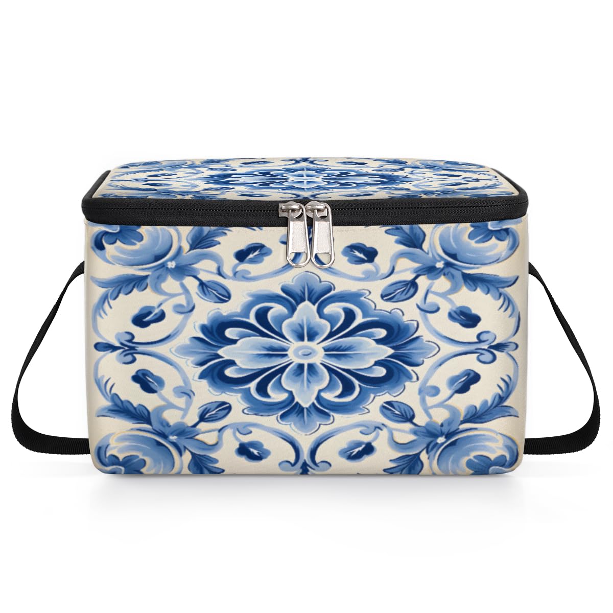 GzLeyigou Ethnic Mandala Lunch Bags for Women Men 9 Cans, Hot & Cold Food Delivery Bag Insulated Grocery Bag Insulated Lunch Box Abstract Flower Cooler Bag for Office Work Picnic Beach