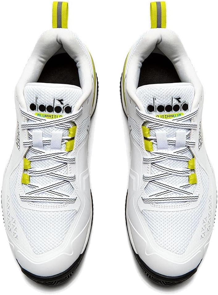 Diadora Blushield Torneo 2 Women's Clay Tennis Shoes - Size 9.5 - White/Black/Evening Primr