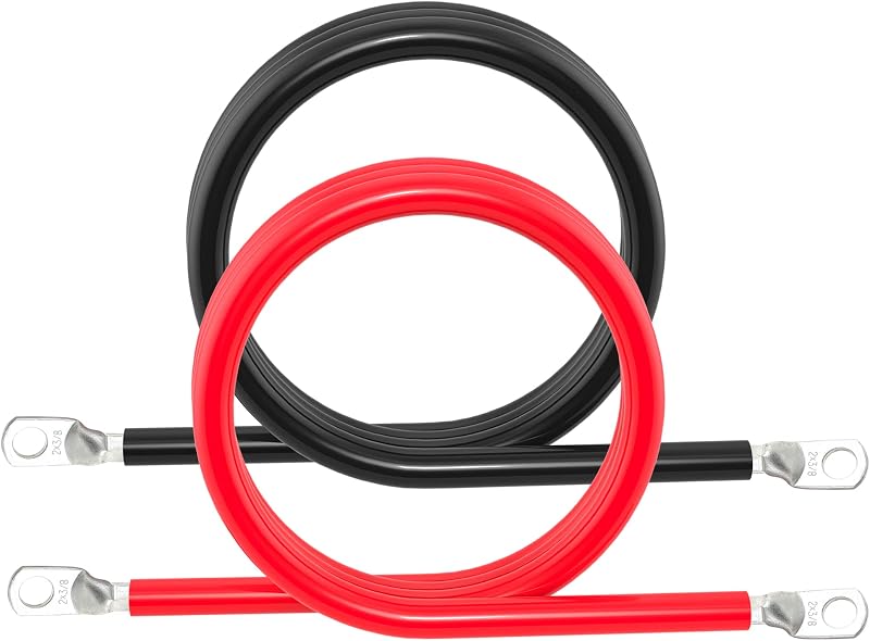 Cabo de bateria 2 AWG TUELETFU com terminais de 3/8″ para inversor – Par de 1,52 m
