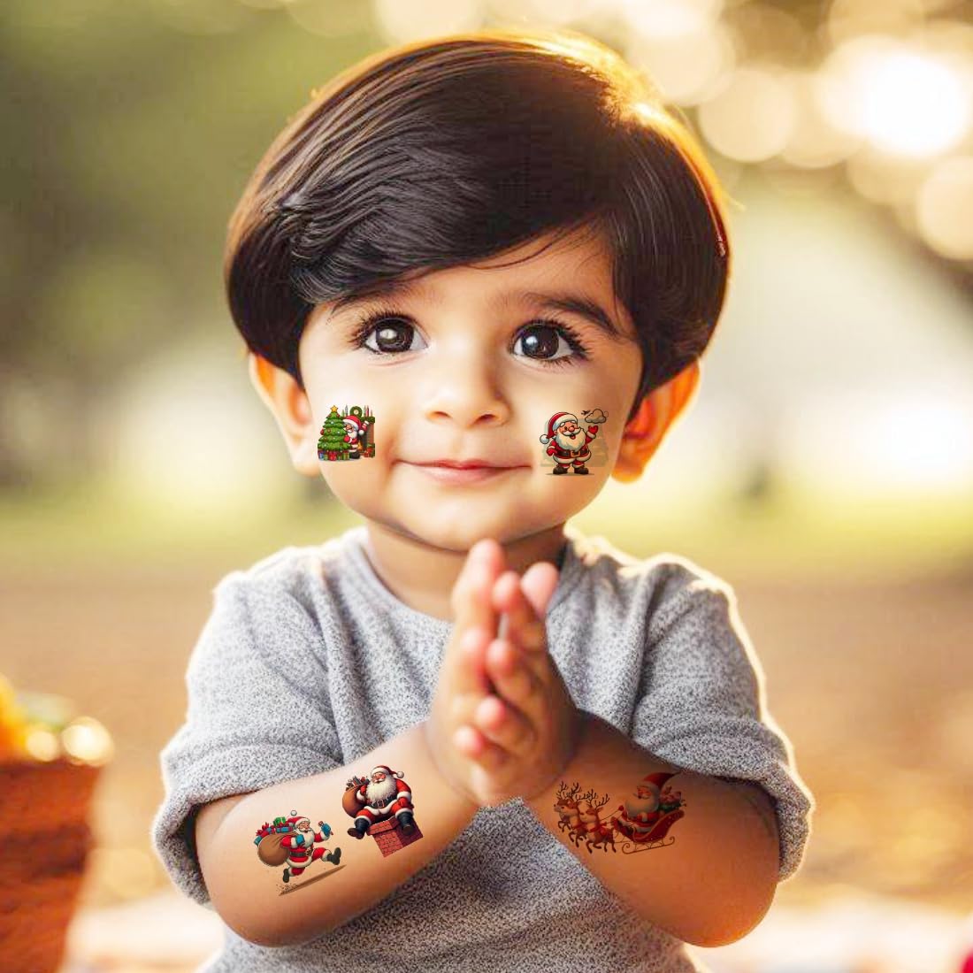 Temporary Tattoowala Santa Claus With Christmas Multicolor Tattoo Temporary Tattoo Sticker For Male And Female Tattoo Sticker Waterproof Tattoo Sticker 1