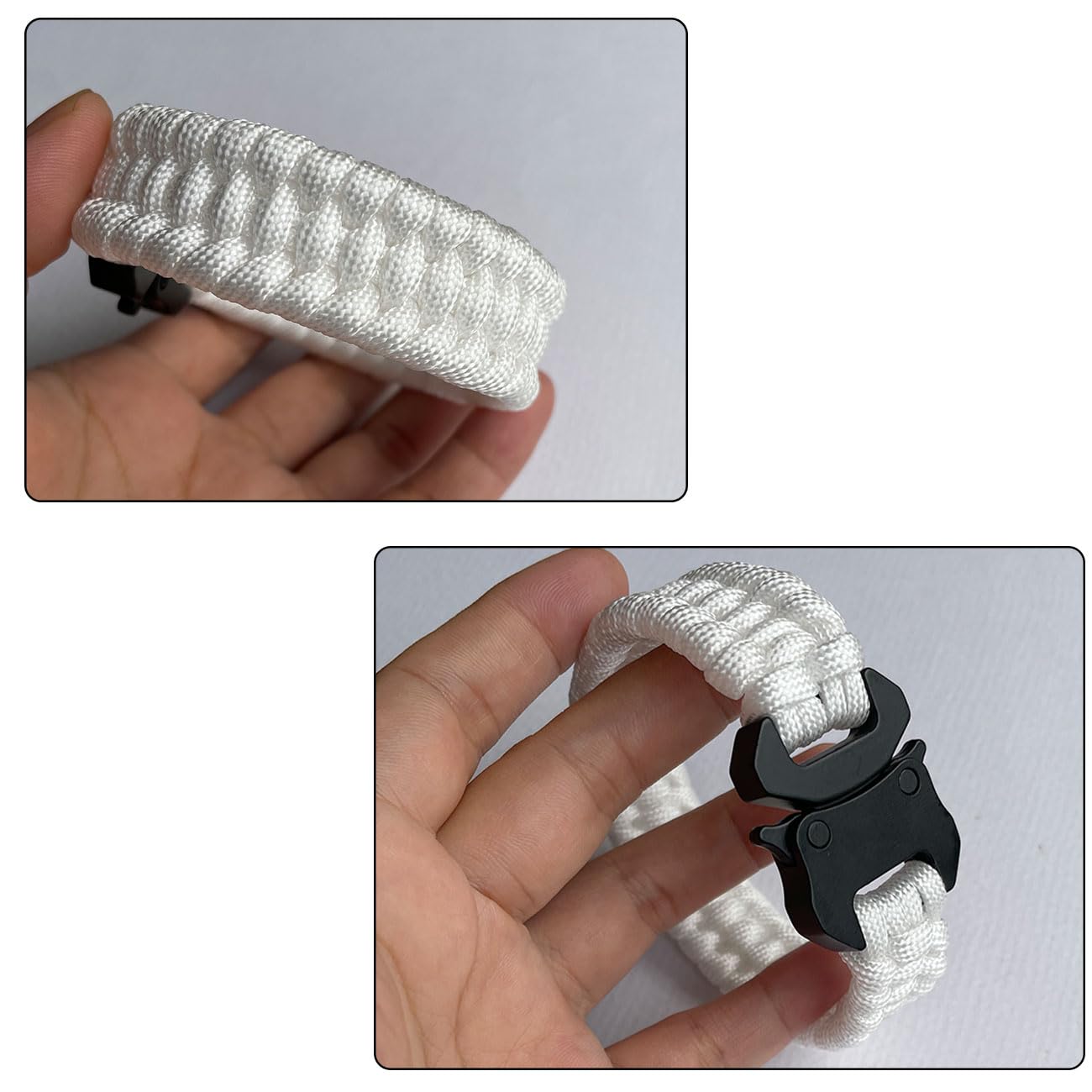 Pulseras de cuerda de paracaídas Trilobite tejida con hebilla de liberación lateral de 8.7 pulgadas, pulsera negra para hombres y mujeres, 1 juego, Poliéster, No es una piedra preciosa 3