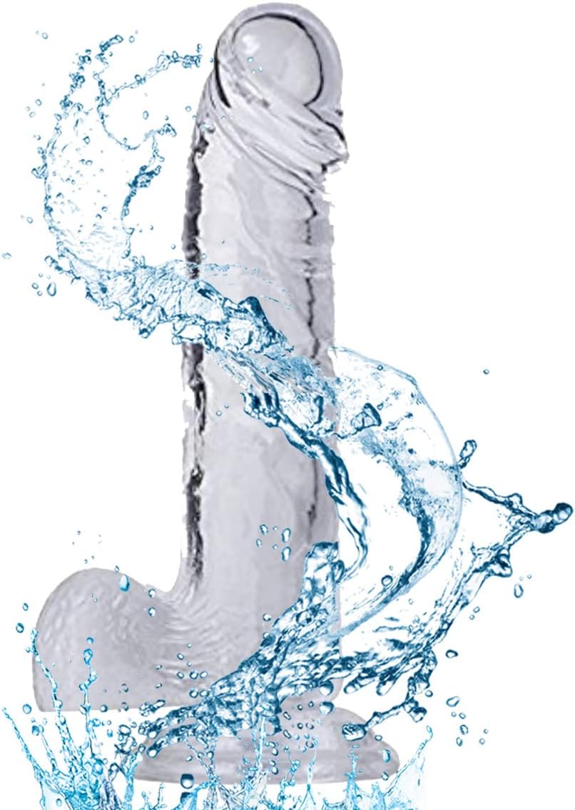 Kooho 7 inches Black with Suction Cup for Women Couples Beginners, Soft Silicon Material (Transparent D-01)