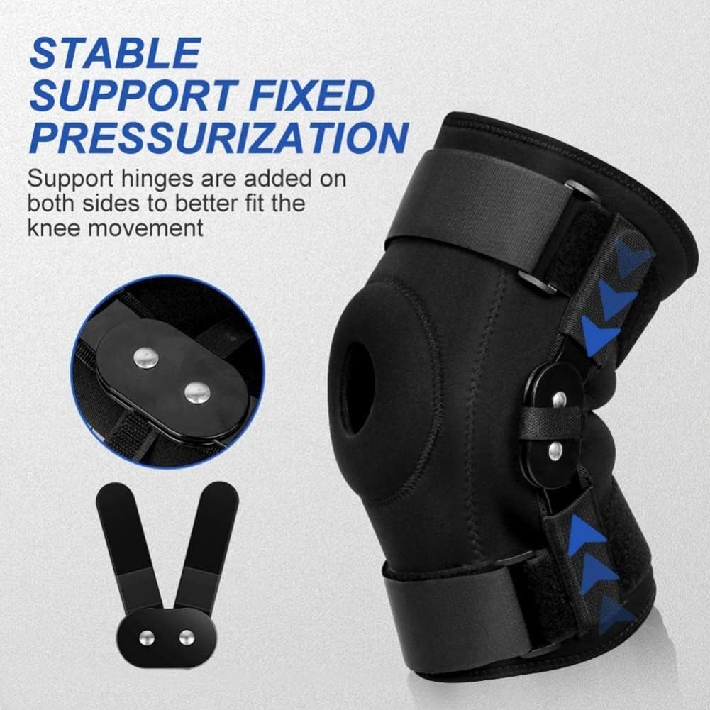 Knee Pad Brace Hinged Knee Orthosi Hinged Knee Brace Support with Round EVA Gasket Compression Support Double Strap Fix for Knee Pain Relief Recovery(X-Large)