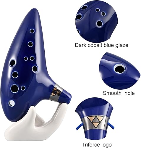 Miniatura 3 de Ocarina Piccolo de cerámica Alto C de 12 agujeros, instrumento musical, regalo para niños y adultos con soporte de exhibición, libro de música,