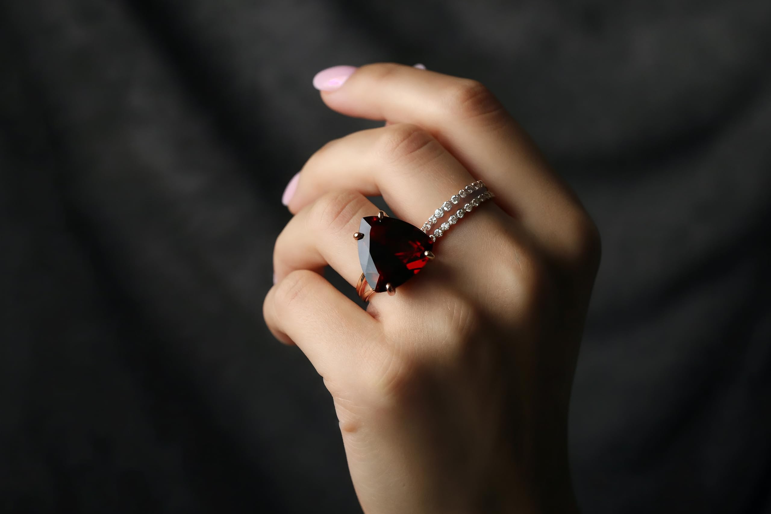 Schöner Granat Schmuck Ring Rose Gold - Handgefertigter Damenschmuck für Hochzeit, Verlobung, Mode Statement, Geburtstag, Jahrestag, Weihnachtsgeschenke für Sie - Ringgröße und Gravur Anpassbar
