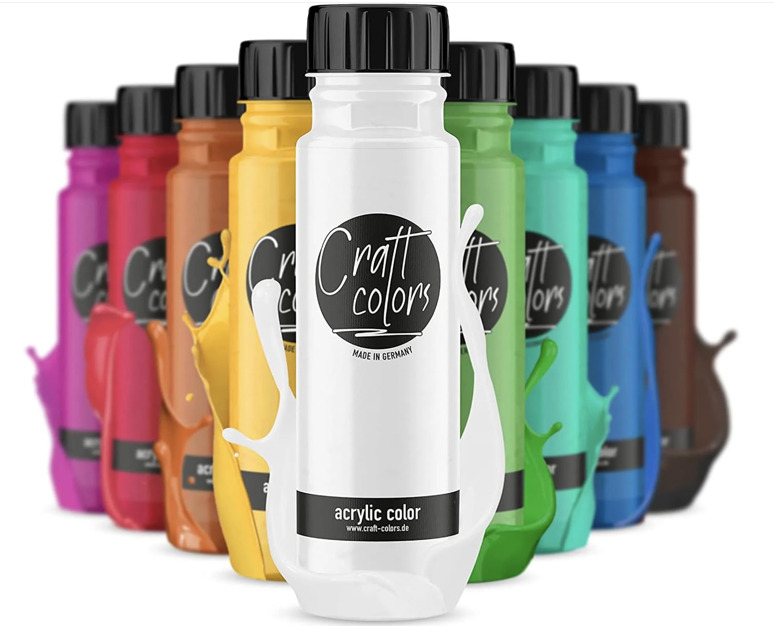 Craft Colors® hochwertige Acrylfarben Set (10 x 250ml) | Made in Germany | deckende Malfarbe | schnell trocknend |vielseitig einsetzbar | hohe Pigmentierung
