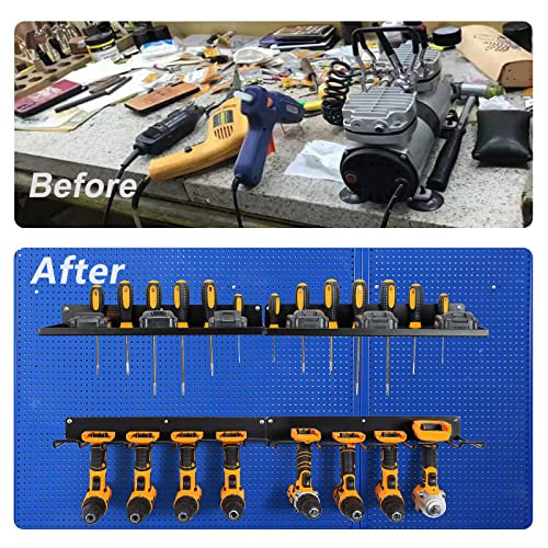 Uu-Major Power Tool Organizer With Charging Station,Drill Holder Wall Mount,Garage Storage Shelves For Organization,Heavy Duty Pegboard Wall Organizer Set Solid Metal Black 2 Pack 4 Set thumb #5