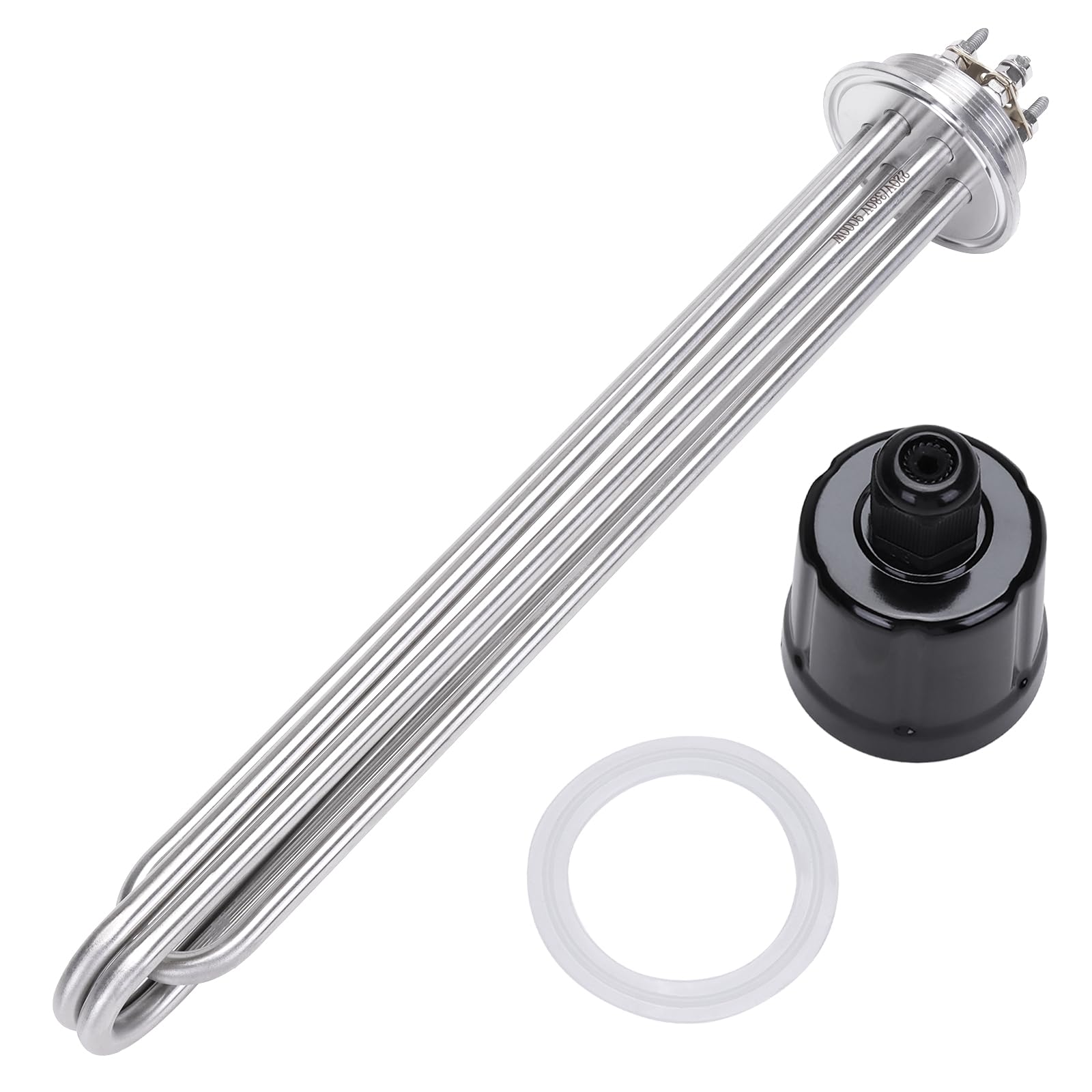 DERNORD Heizelement Tri-Clamp 220V 9000W DN50 2 Zoll Heizstab Tube Flansch aus Edelstahl mit Schwarzer Kunststoffabdeckung und Silikonring